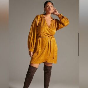 Anthropologie Gold Long Sleeve Dress